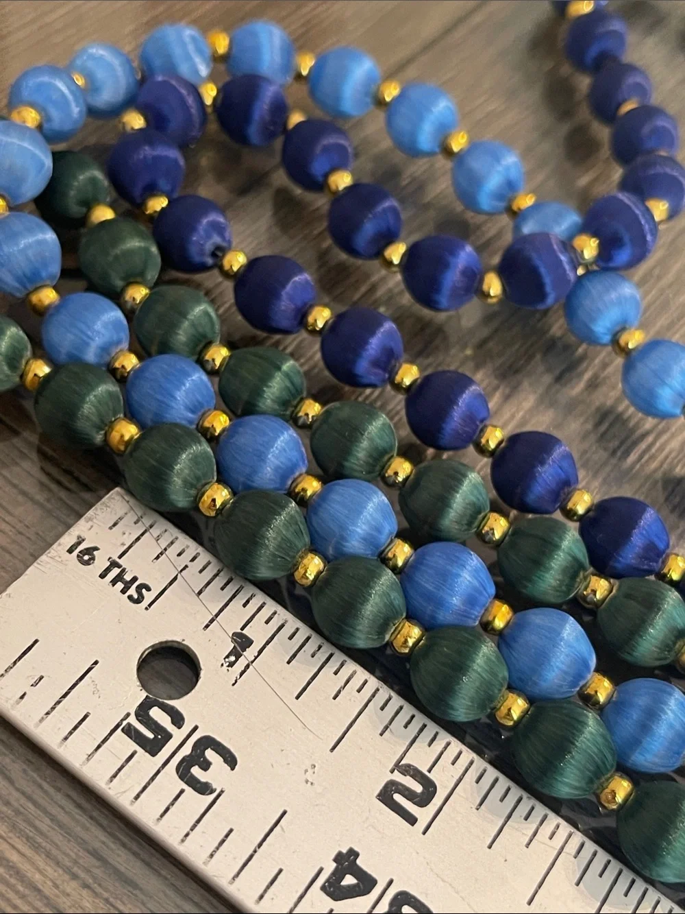 Vintage 3 Necklaces with Spun Silk Satin Beads Gold Tone Spacers 30 In. Approx